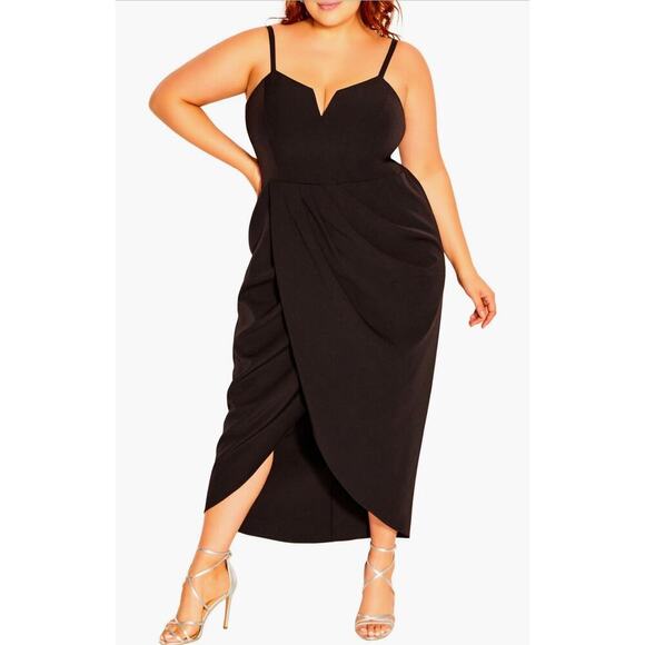 City Chic Sassy Dress V Neck Spaghetti Strap Tulip Hem Off White 2xl 24 NWT - Picture 4 of 5